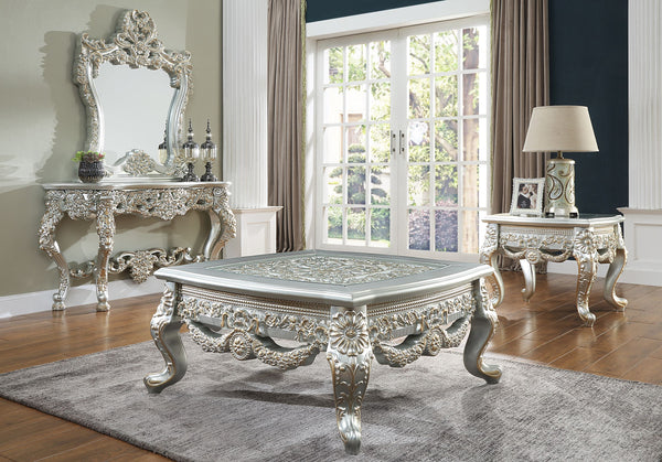 HD-905 Belle Silver/Gold Highlight 3-Piece Side Coffee Table Set