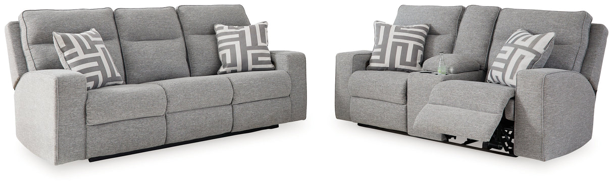Biscoe Pewter Power Reclining Sofa and Loveseat from Ashley - Luna Furniture