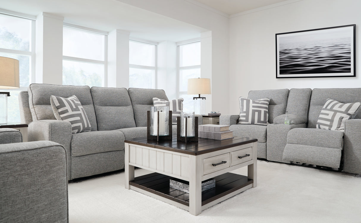 Biscoe Pewter Power Reclining Sofa and Loveseat from Ashley - Luna Furniture