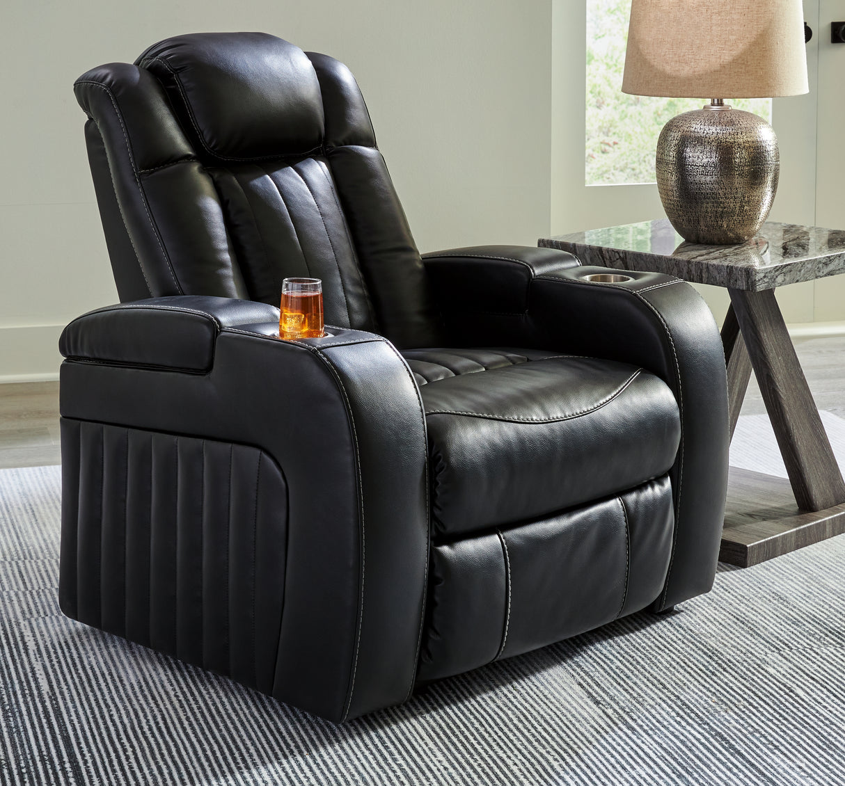 Caveman Den Sofa, Loveseat and Recliner in Midnight from Ashley - Luna Furniture