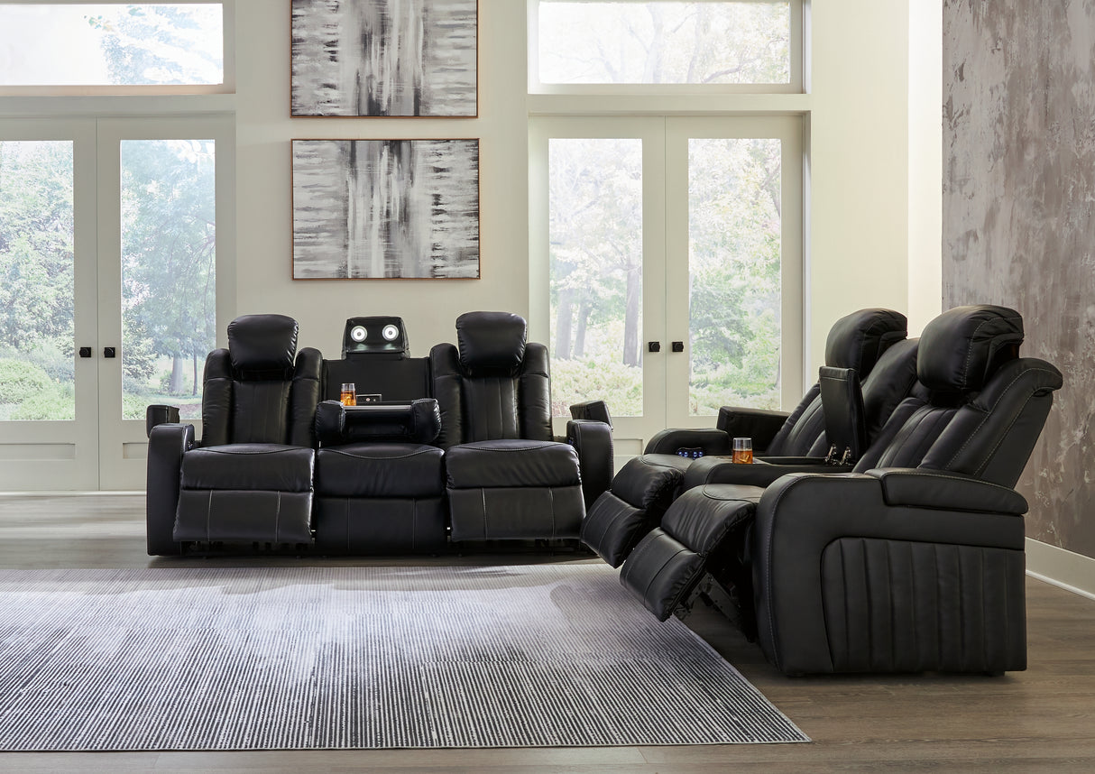 Caveman Den Midnight Power Reclining Sofa and Loveseat from Ashley Furniture - Luna Furniture