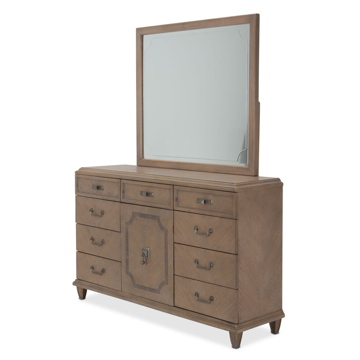 Tangier Coast Desert Sand 9-drawer Dresser With Mirror from Michael Amini - Luna Furniture