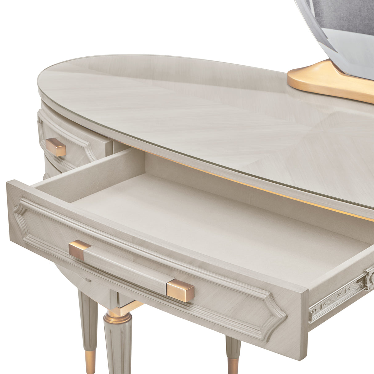 St. Charles Dove Gray Vanity Desk from Michael Amini - Luna Furniture