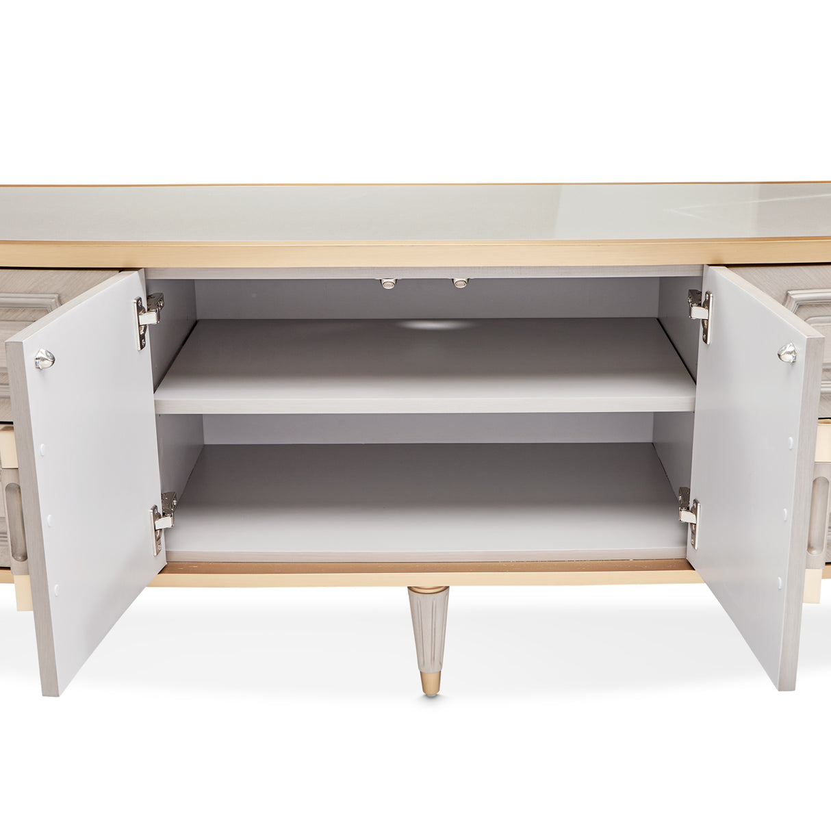 St. Charles Dove Gray Media Cabinet from Michael Amini - Luna Furniture