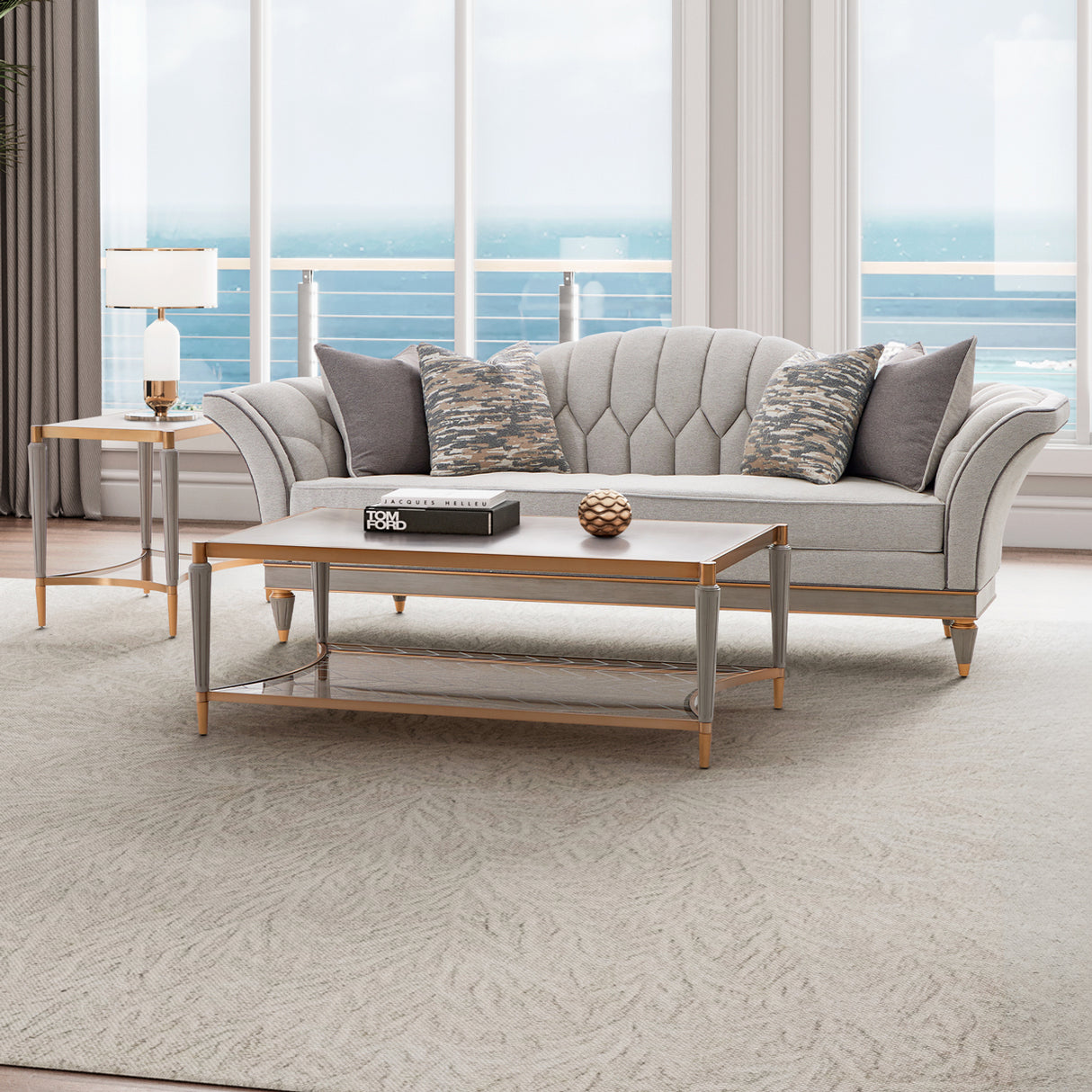 St. Charles Dove Gray Rectangular Cocktail Table from Michael Amini - Luna Furniture