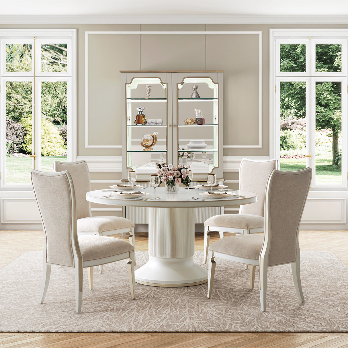 La Marisia Creamy Pearl Round Dining Table from Michael Amini - Luna Furniture