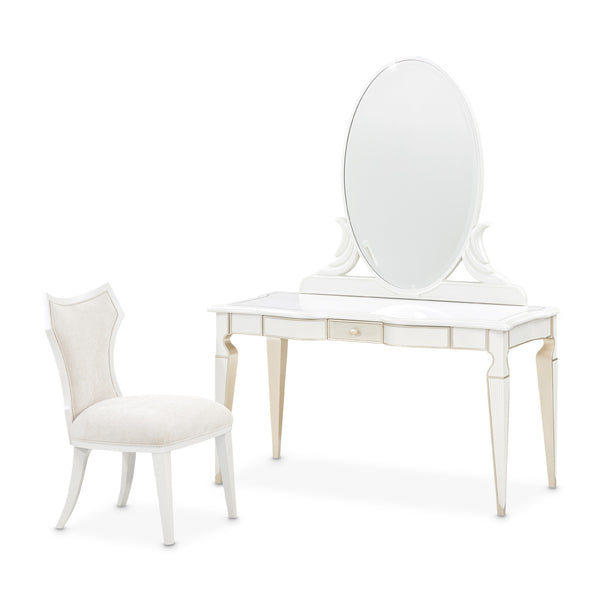 La Marisia Creamy Pearl Vanity Set With Mirror & Chair
