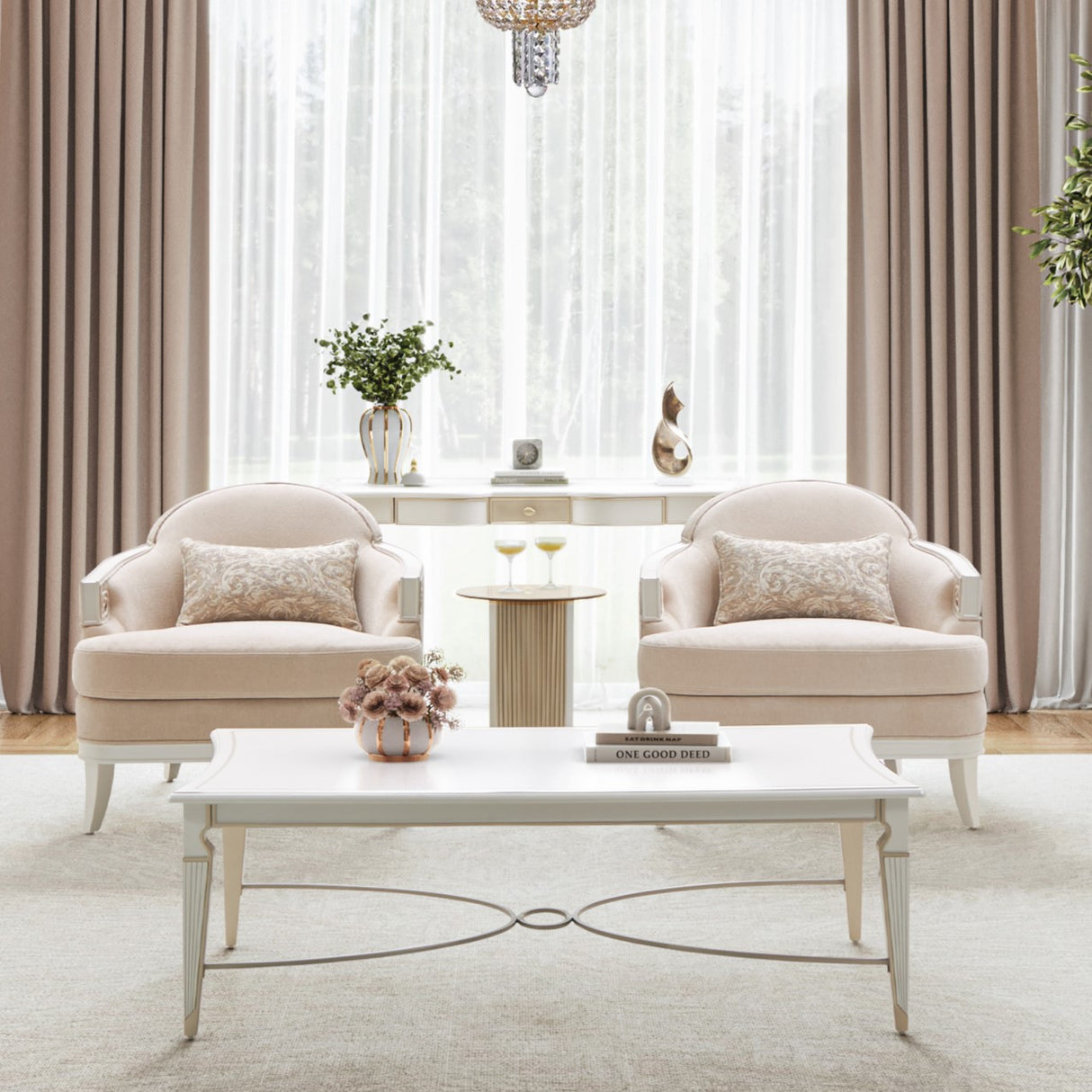 La Marisia Creamy Pearl Console Table from Michael Amini - Luna Furniture