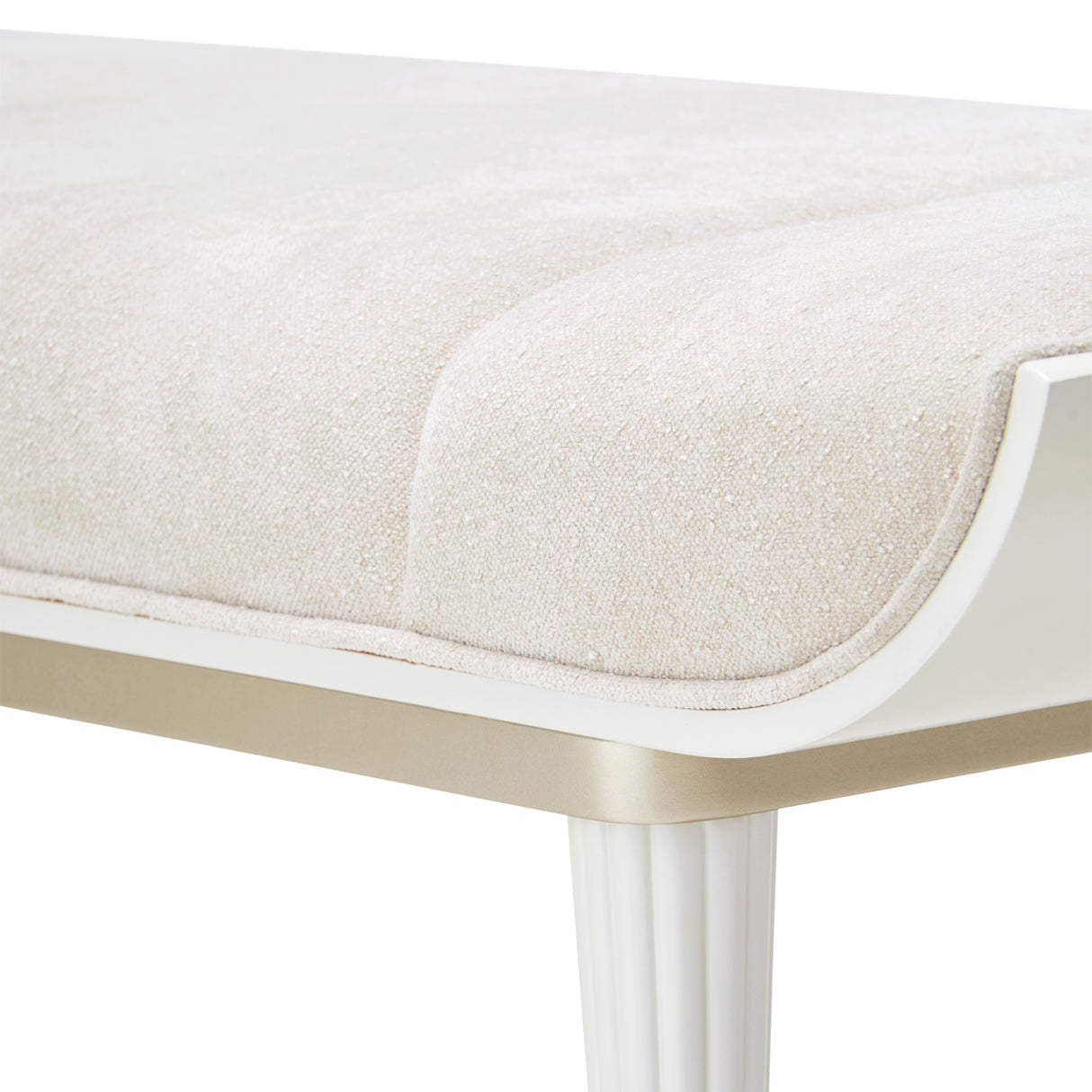 La Marisia Creamy Pearl Chenille Accent Bench from Michael Amini - Luna Furniture