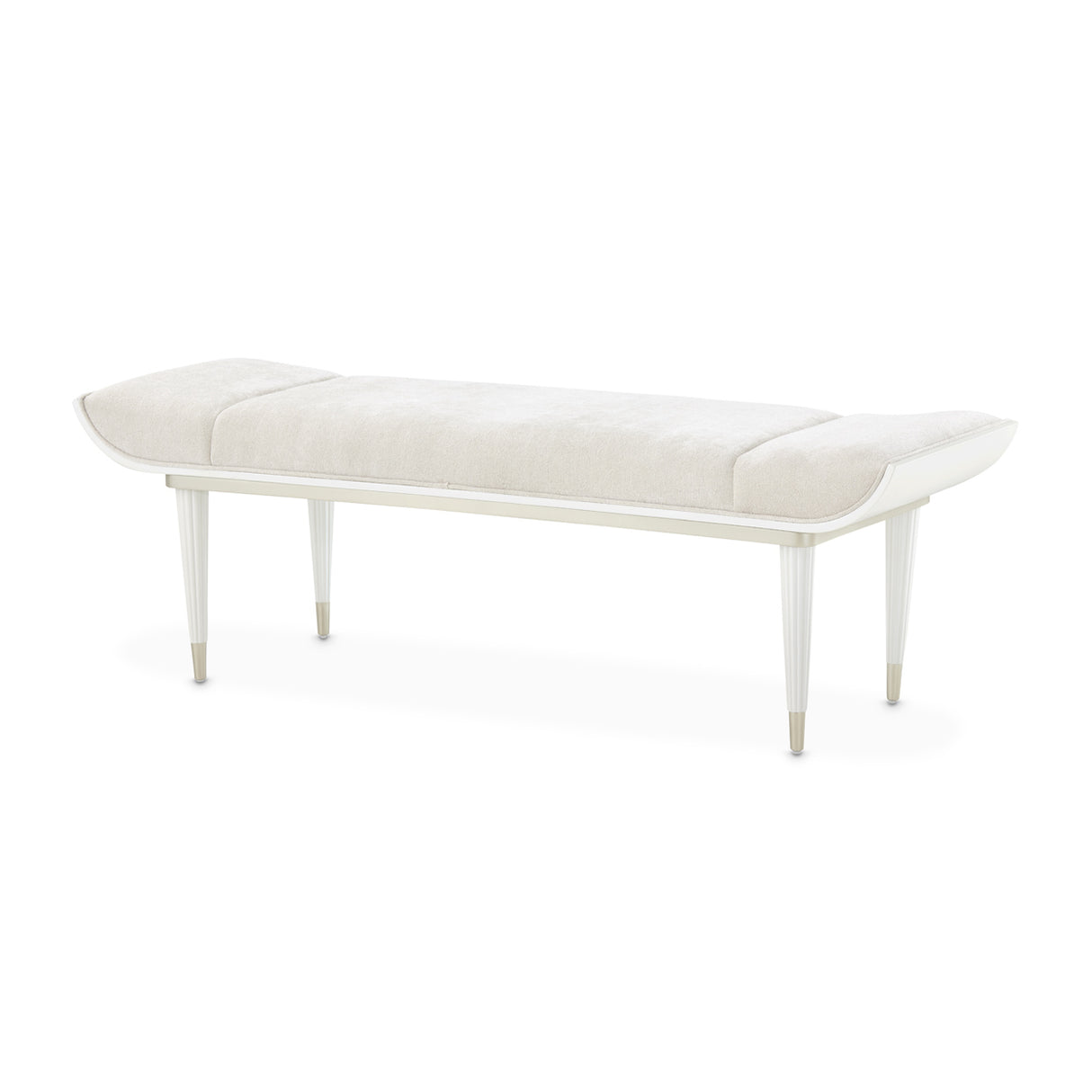 La Marisia Creamy Pearl Chenille Accent Bench from Michael Amini - Luna Furniture