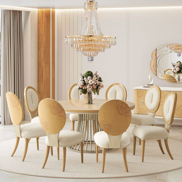 Camellia Field Caramel Round Dining Table