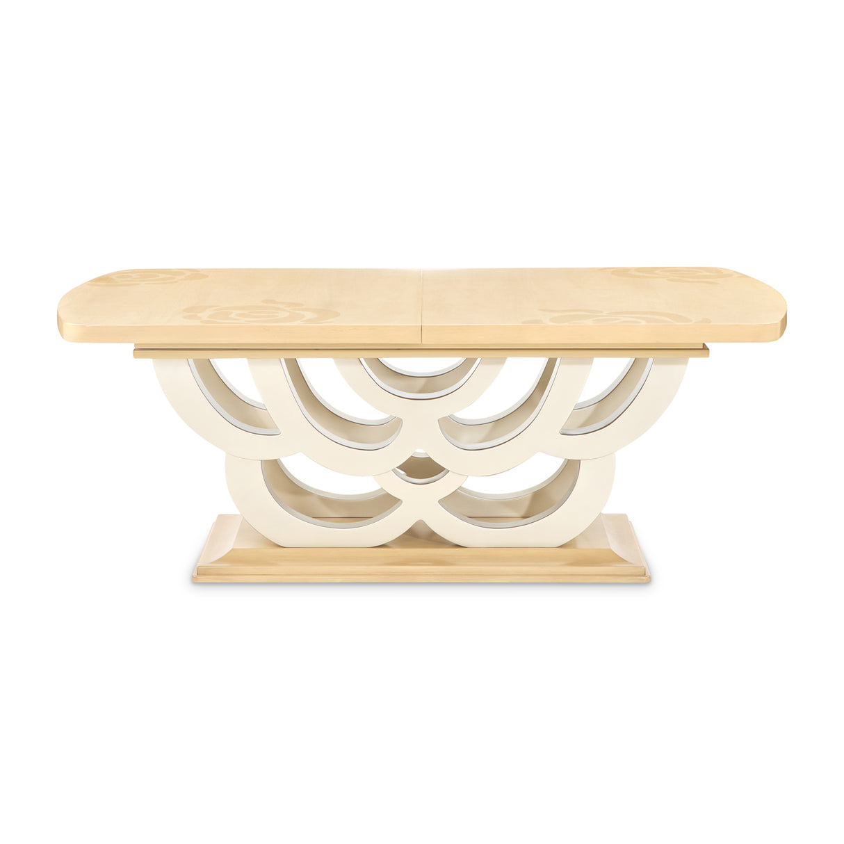 Camellia Field Caramel Pedestal Dining Table from Michael Amini - Luna Furniture
