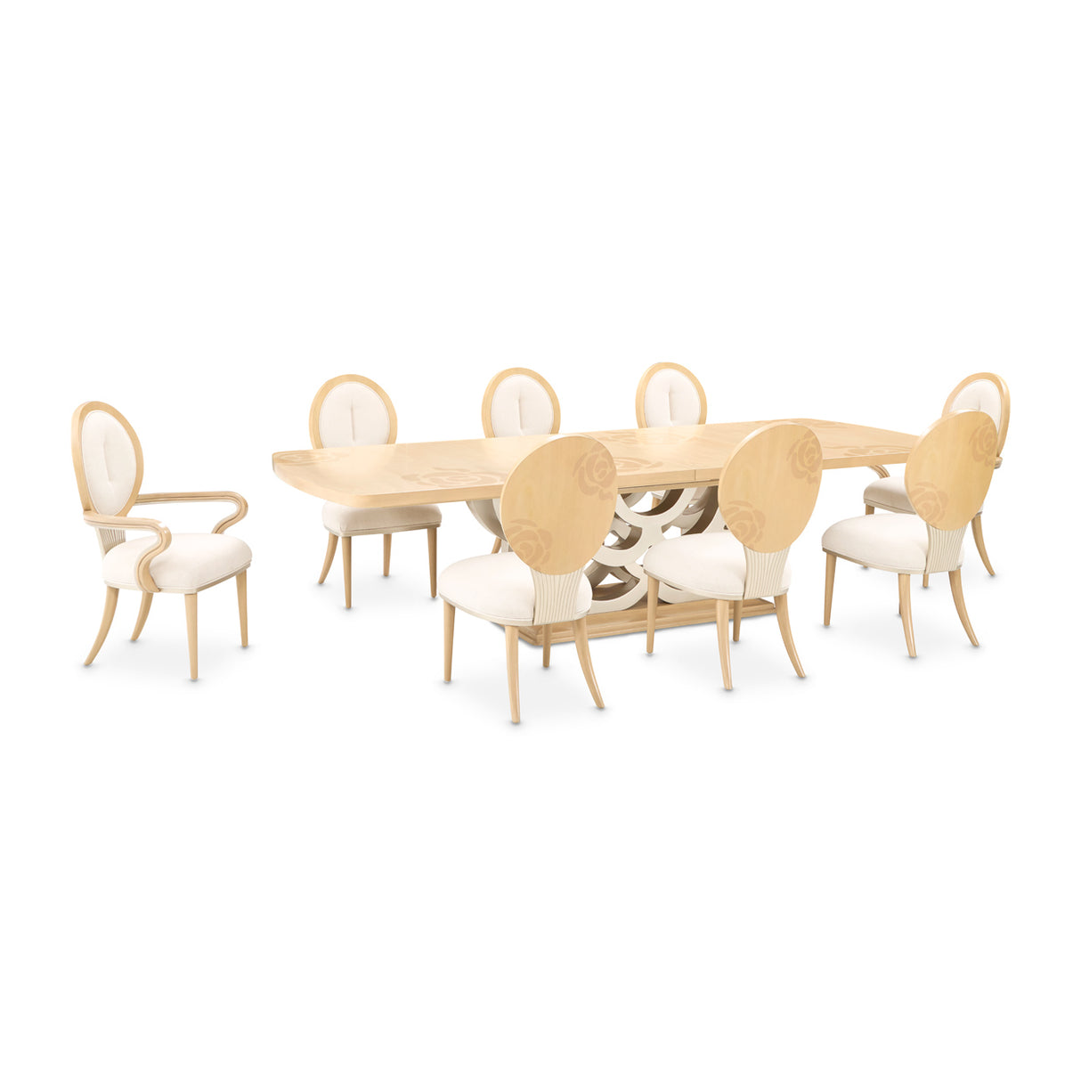 Camellia Field Caramel Pedestal Dining Table from Michael Amini - Luna Furniture
