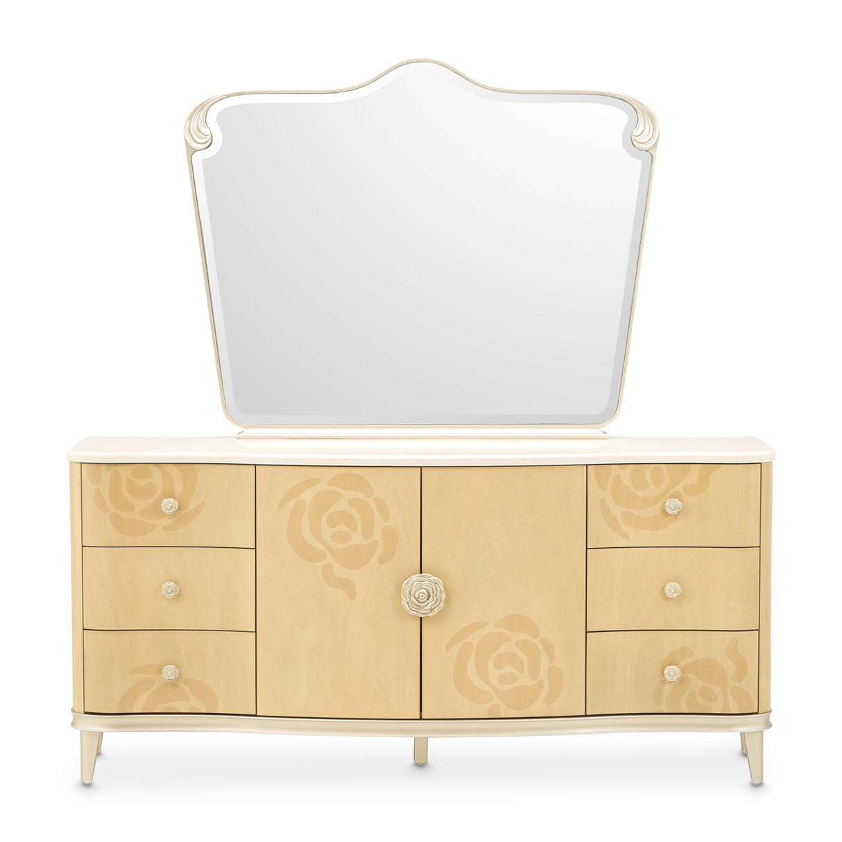 Camellia Field Caramel Dresser With Mirror from Michael Amini - Luna Furniture