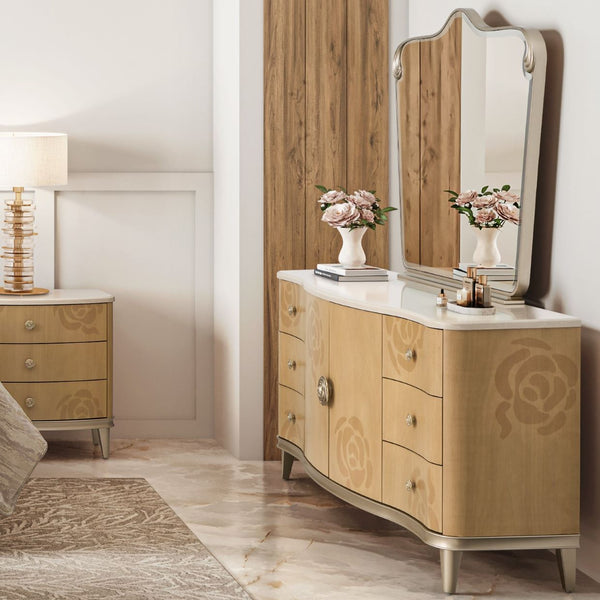 Camellia Field Caramel Dresser With Mirror