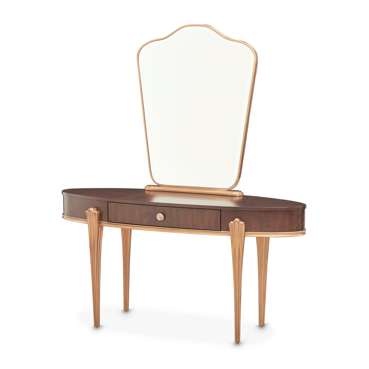 Camellia Field Pecan Warm Pecan Vanity With Mirror from Michael Amini - Luna Furniture
