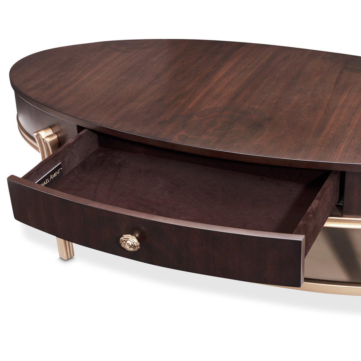 Camellia Field Pecan Warm Pecan Camellia Field Oval Cocktail Table Warm Pecan from Michael Amini - Luna Furniture