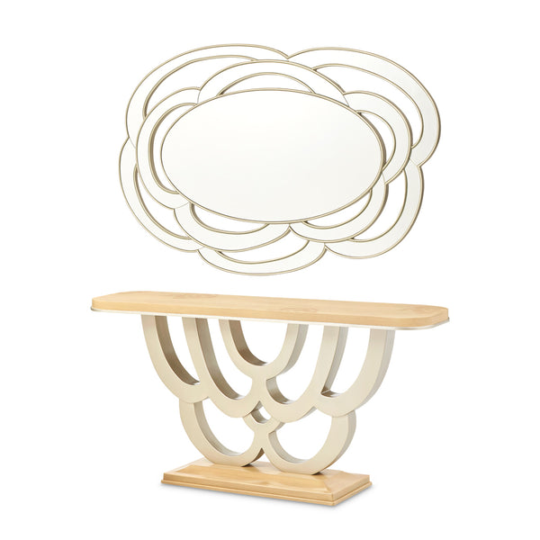 Camellia Field Caramel Console Table With Mirror