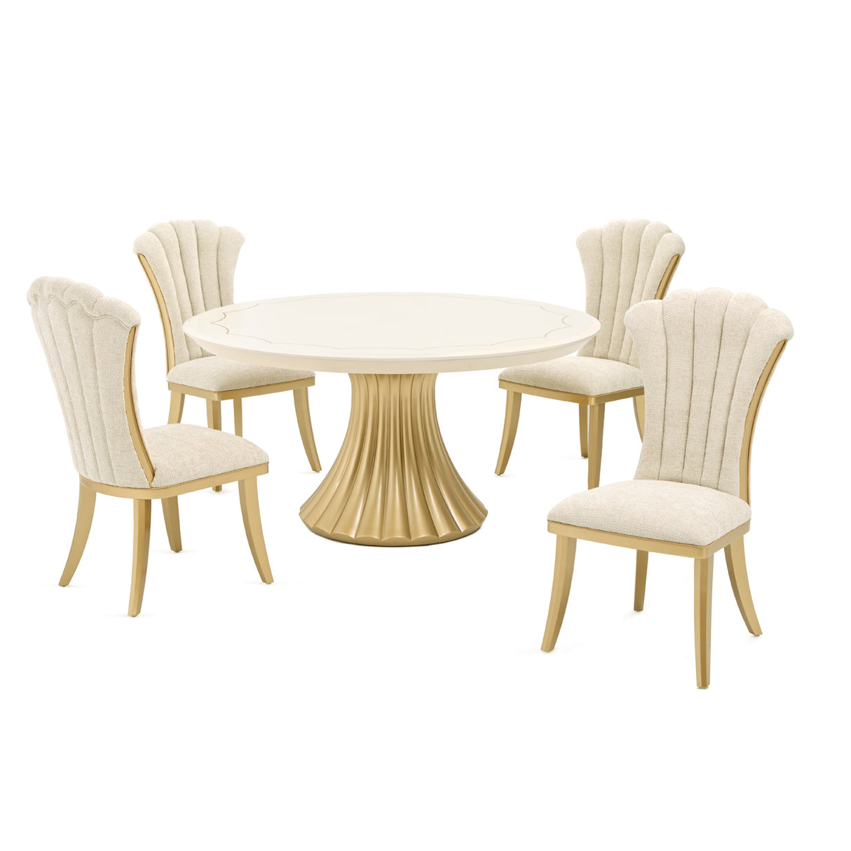 Fantosini Gold Creamy Pearl Round Dining Table from Michael Amini - Luna Furniture