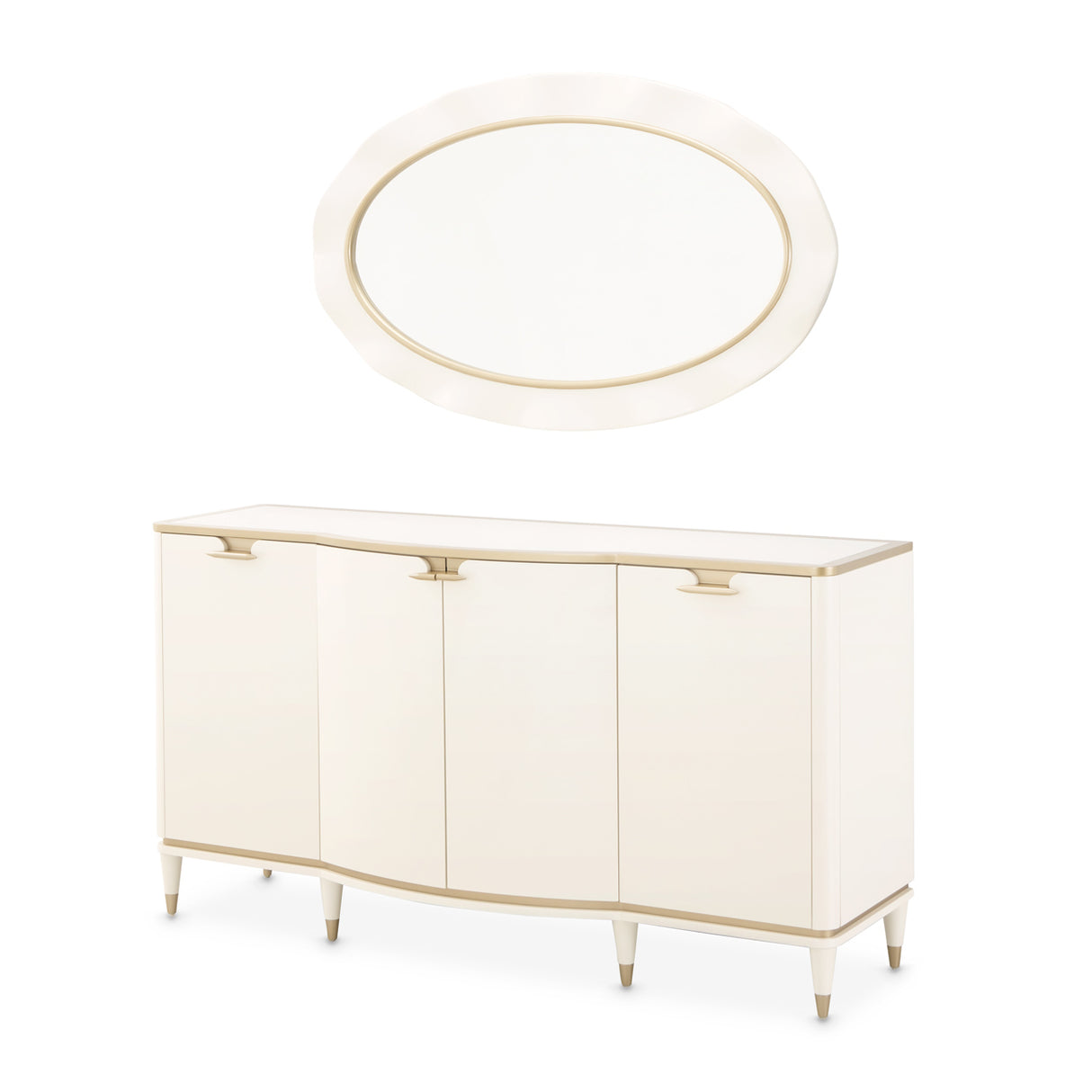 La Terrazza Creamy Pearl Sideboard With Mirror from Michael Amini - Luna Furniture