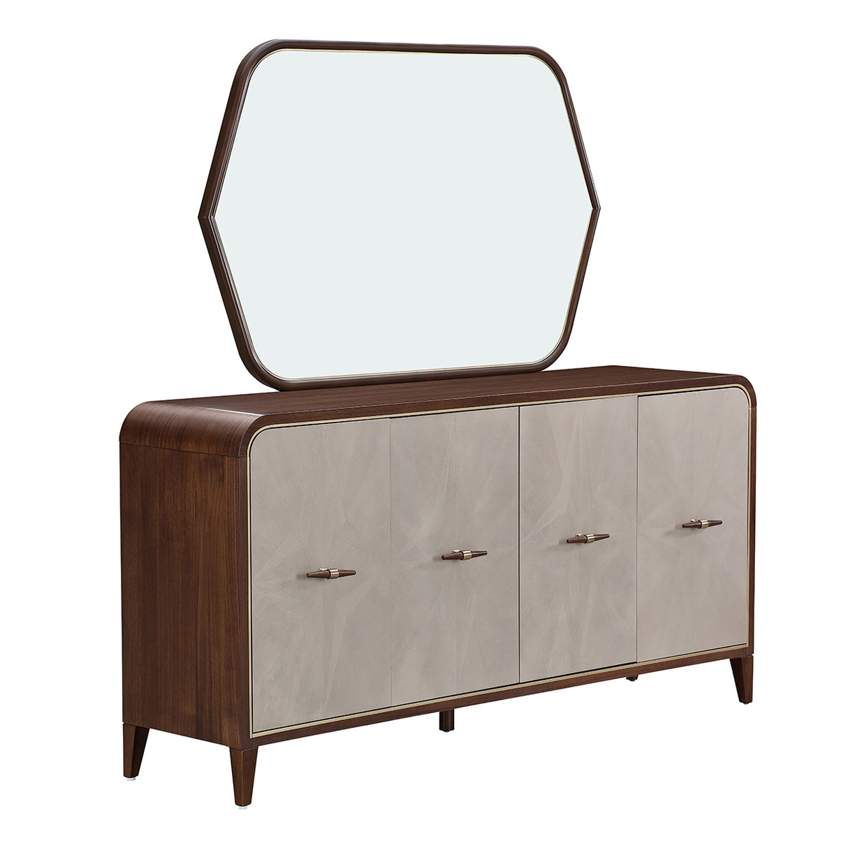 Houston Walnut Sideboard With Mirror from Michael Amini - Luna Furniture
