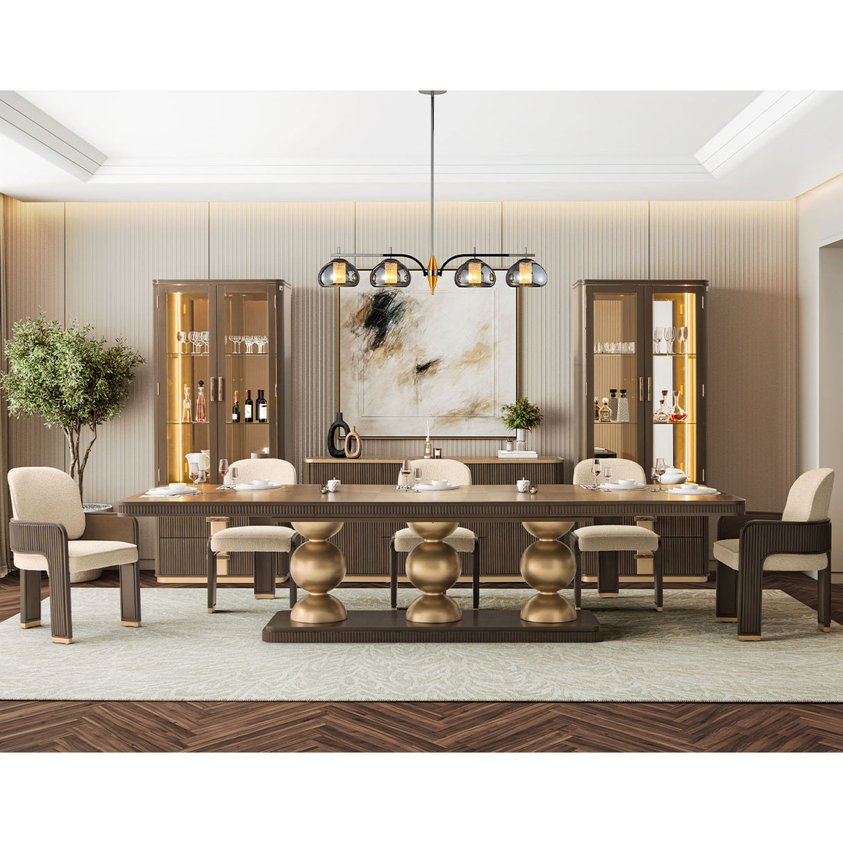 West Kensington Medium Espresso Rectangular Dining Table from Michael Amini - Luna Furniture