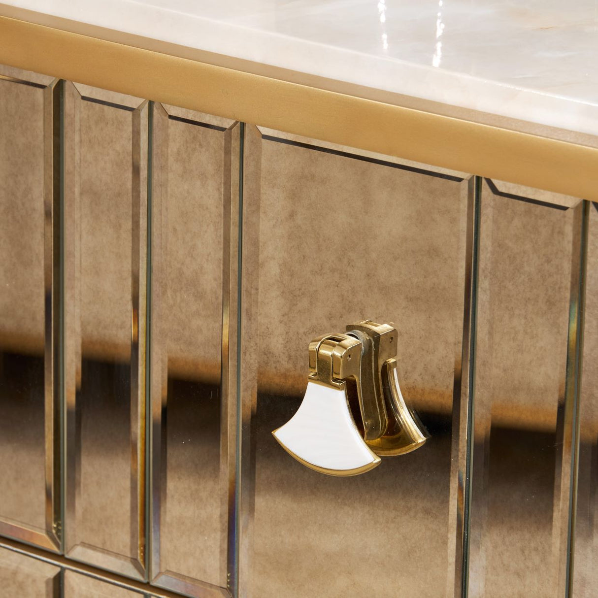 Scotts Square Light Champagne Dresser With Mirror from Michael Amini - Luna Furniture