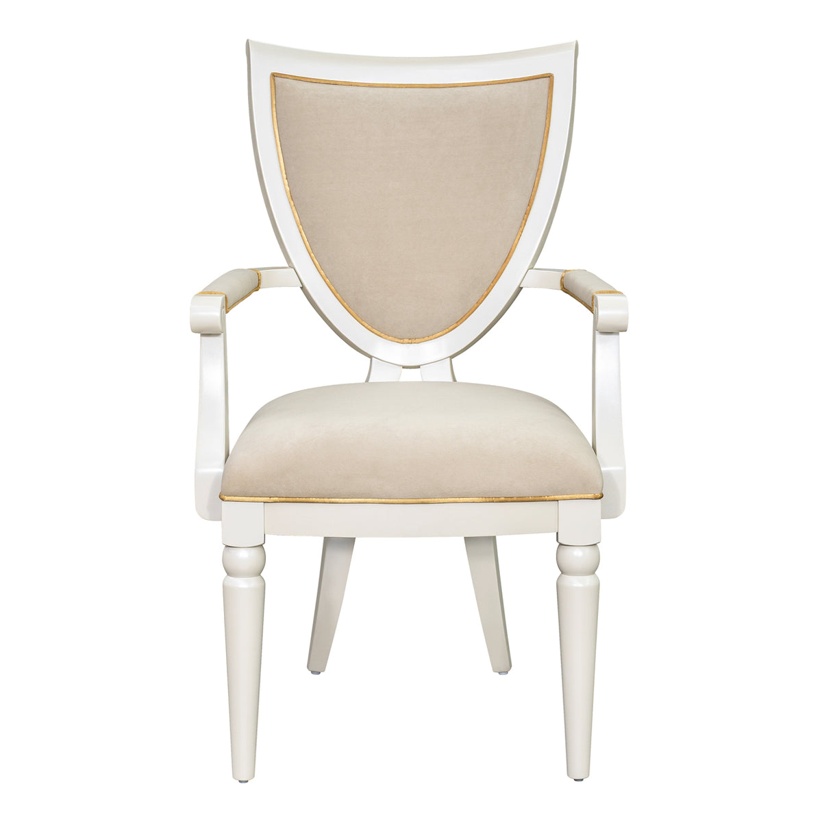Sirene Creamy Pearl Shield Dining Arm Chair from Michael Amini - Luna Furniture