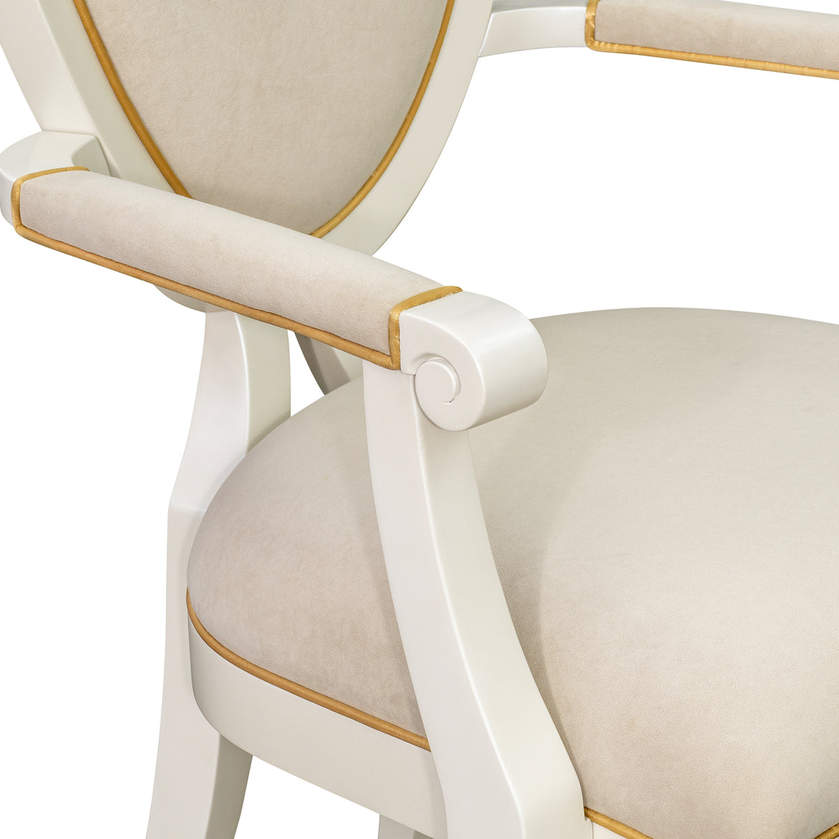 Sirene Creamy Pearl Shield Dining Arm Chair from Michael Amini - Luna Furniture