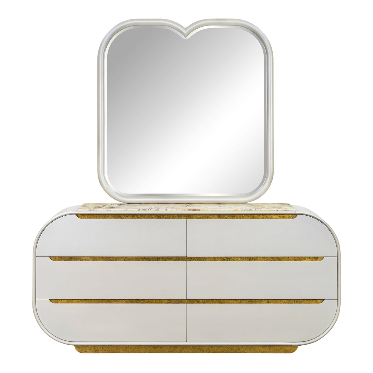 Sirene Creamy Pearl Dresser & Mirror from Michael Amini - Luna Furniture