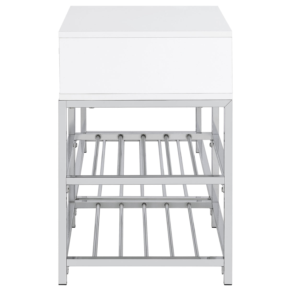 Siega White High Gloss 1-Drawer Shoe Storage Entryway Bench and Chrome from Coaster - Luna Furniture