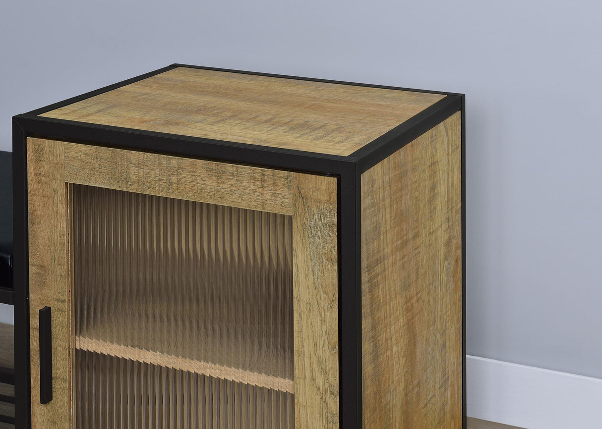 Martino Mango/Black Shoe Storage Entryway Bench with Cabinet from Coaster - Luna Furniture