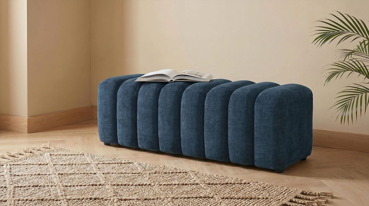 Summer Navy Upholstered Channel Accent Bench from Coaster - Luna Furniture