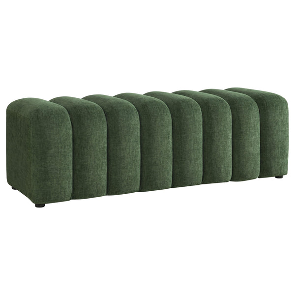 Summer Green Chenille Upholstered Channel Accent Bench