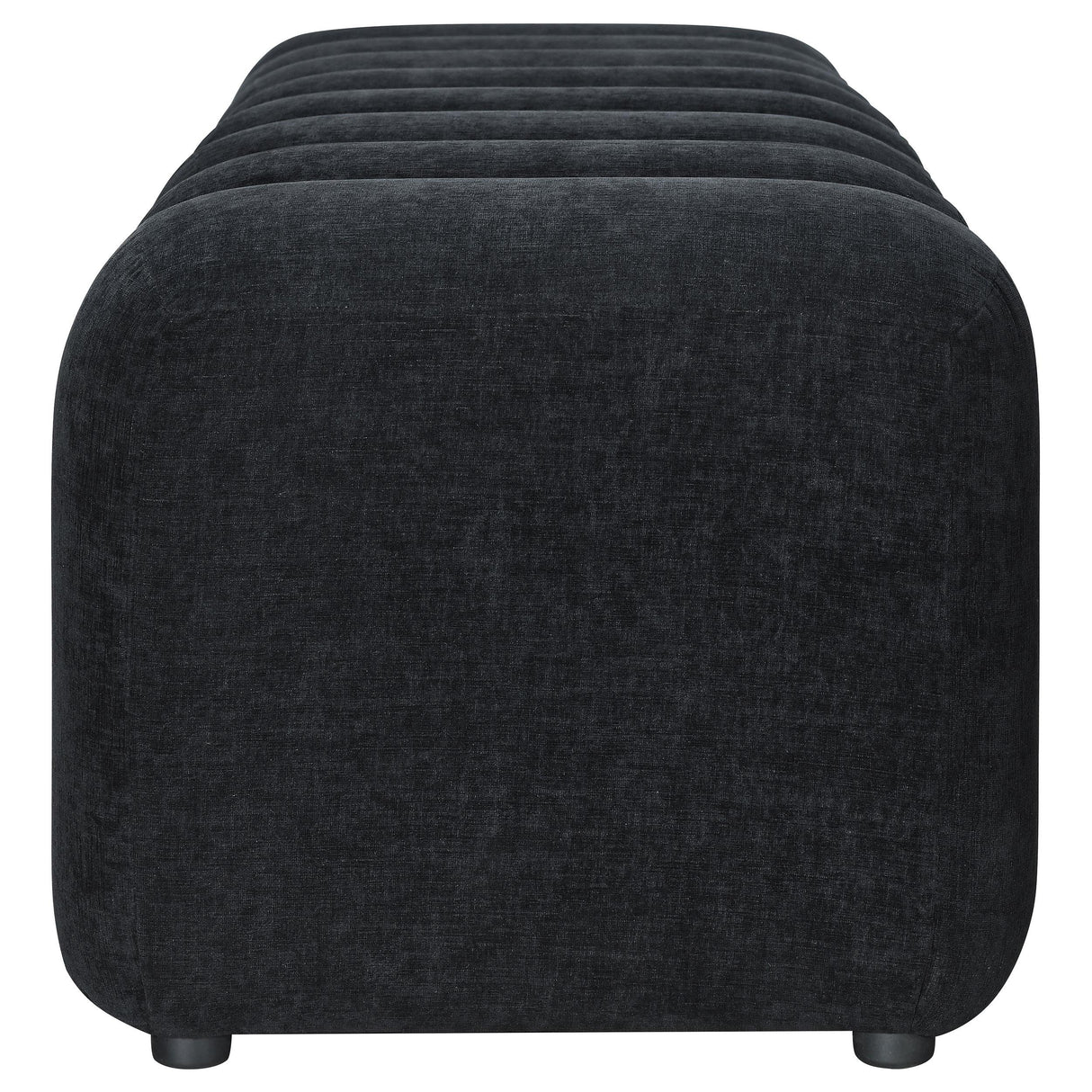 Summer Black Chenille Upholstered Channel Accent Bench from Coaster - Luna Furniture