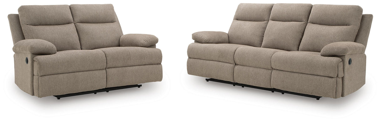 Side-Swipe Reclining Sofa with Drop Down Table and Reclining Loveseat from Ashley - Luna Furniture