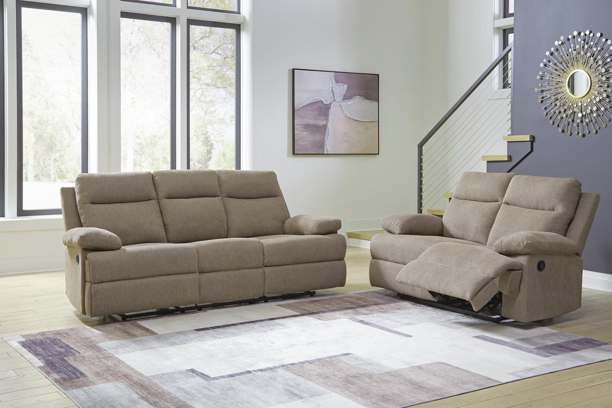 Side-Swipe Reclining Sofa with Drop Down Table and Reclining Loveseat from Ashley - Luna Furniture