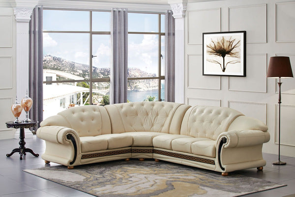 Apolo Ivory Italian Leather LAF Sectional