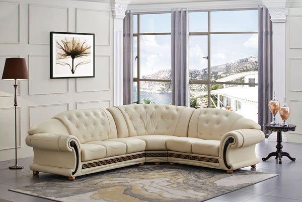 Apolo Ivory Italian Leather RAF Sectional