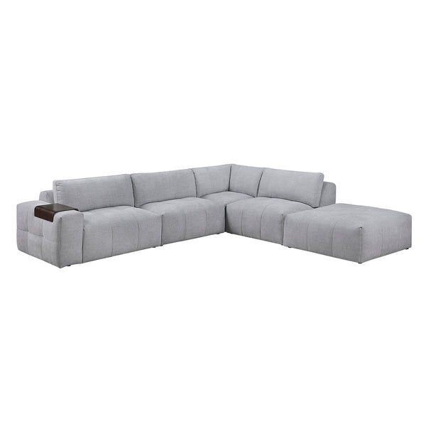 Tidal Gray 5-Piece Modular Sectional with Ottoman