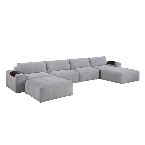 Tidal Gray 6-Piece Modular Sectional with Two Ottomans