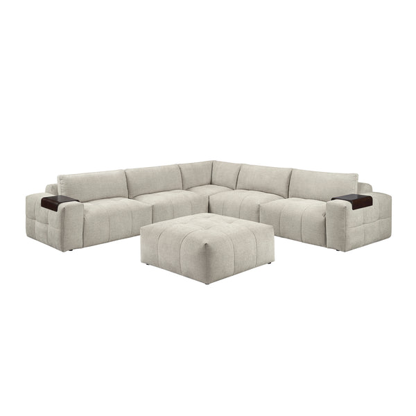 Tidal Taupe 6-Piece Modular Sectional with Ottoman