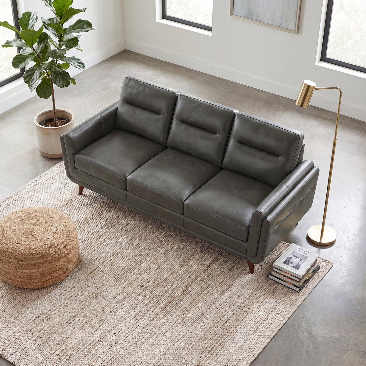 Slate Dark Gray Leather 2-Piece Living Room Set from Homelegance - Luna Furniture
