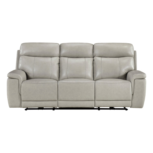 Celestia Light Gray Power Double Reclining Sofa with Power Headrest