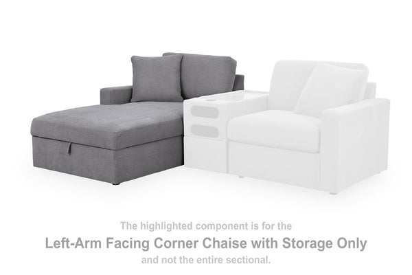 Modmax Granite Left-Arm Facing Corner Chaise with Storage