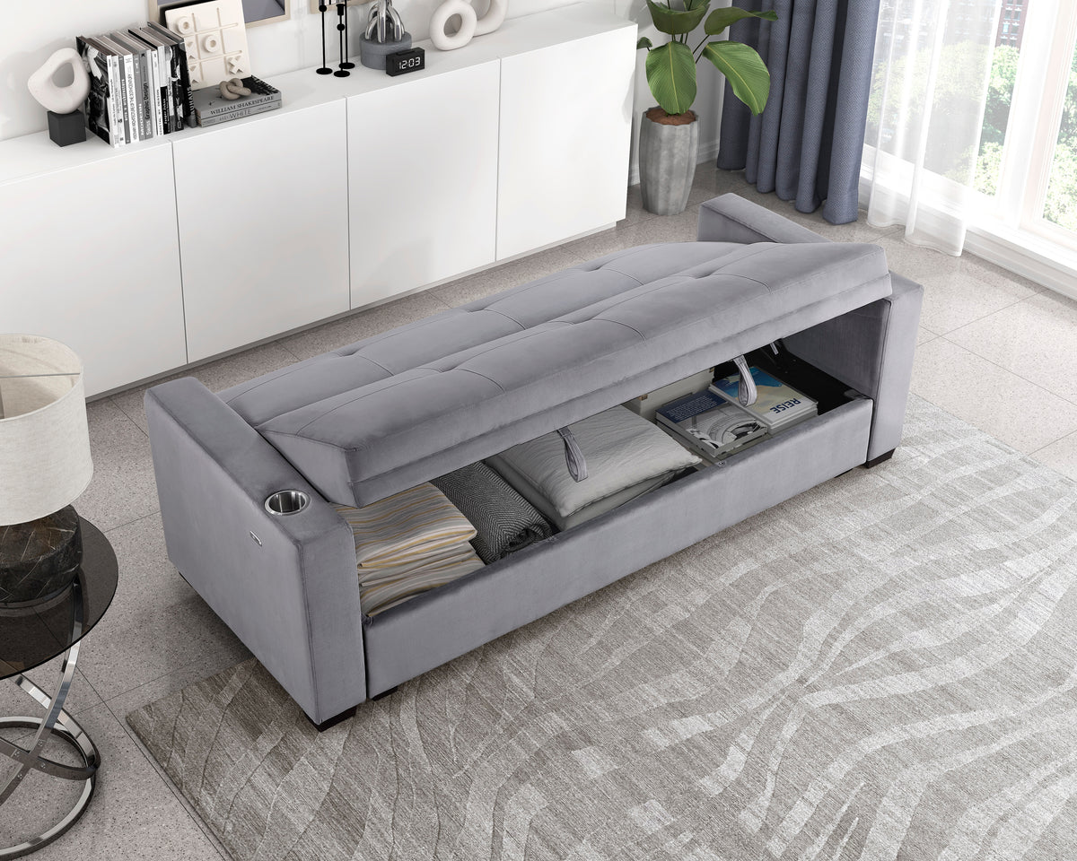 Barbara Navy Reversible Sectional with Hidden Storage and Pull-out Bed