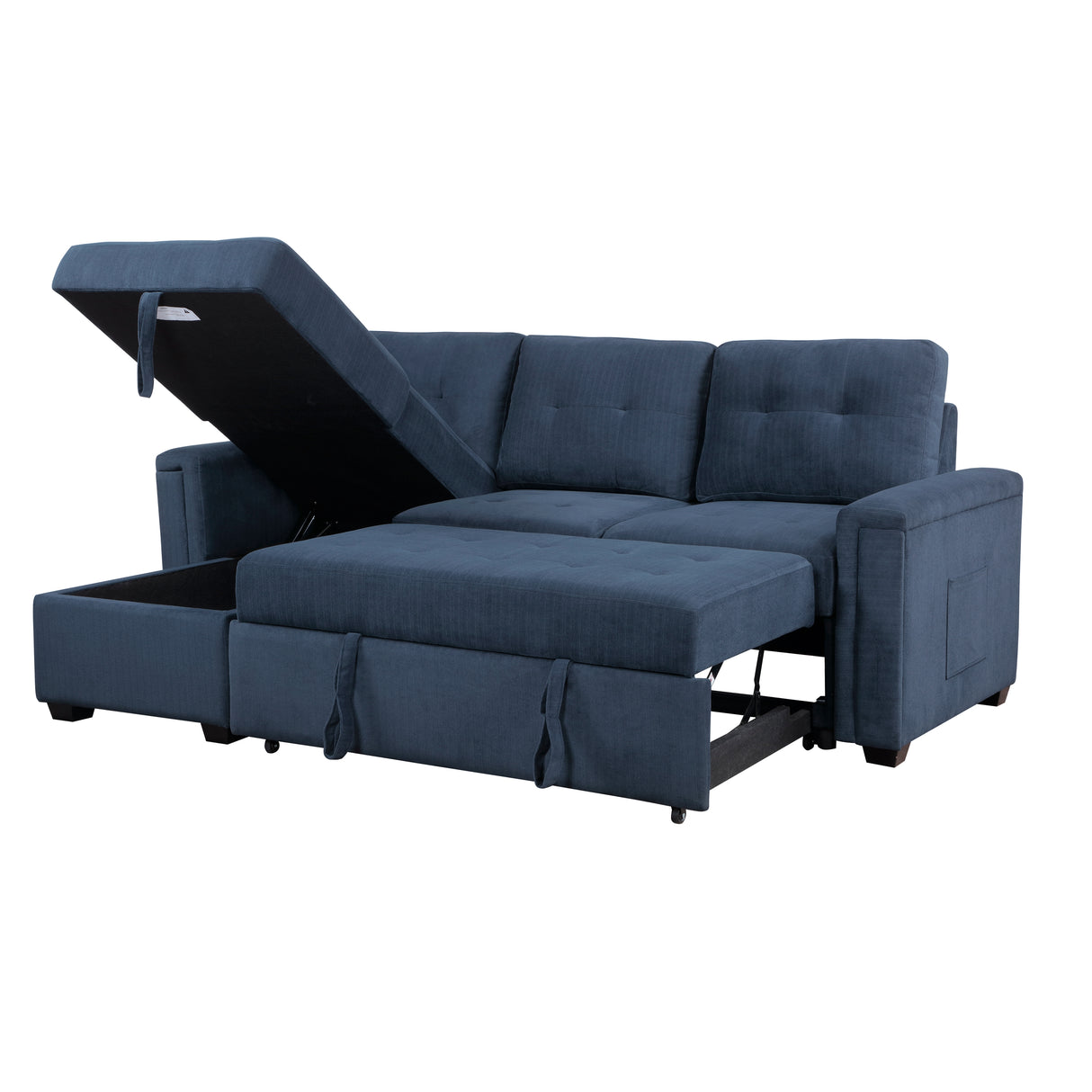 Barbara Navy Reversible Sectional with Hidden Storage and Pull-out Bed from Homelegance - Luna Furniture