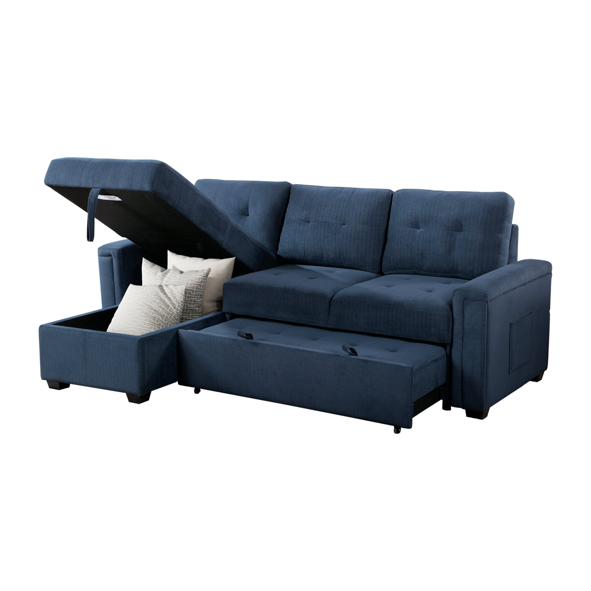 Barbara Navy Reversible Sectional with Hidden Storage and Pull-out Bed from Homelegance - Luna Furniture