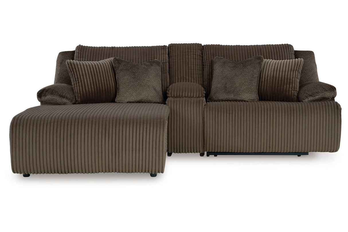 Top Tier Chocolate 3-Piece LAF Chaise Reclining Sectional from Ashley - Luna Furniture