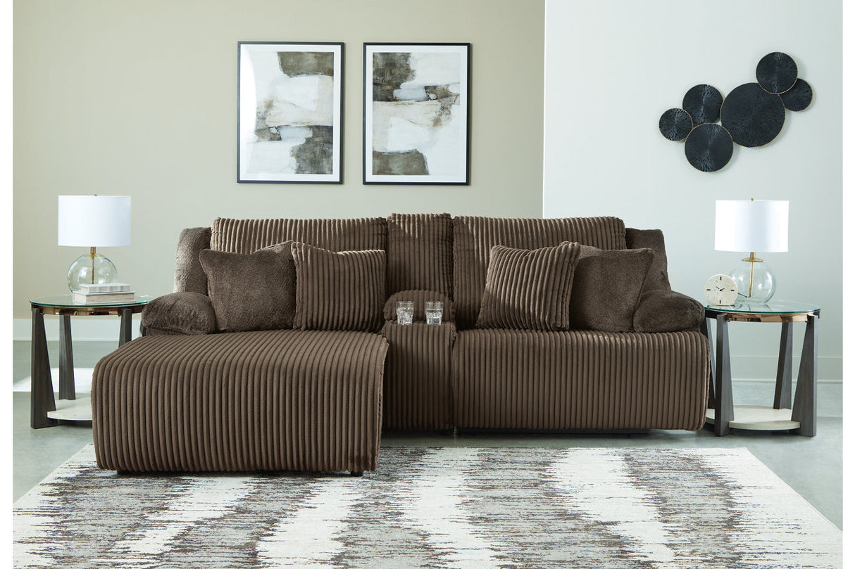 Top Tier Chocolate 3-Piece LAF Chaise Reclining Sectional from Ashley - Luna Furniture